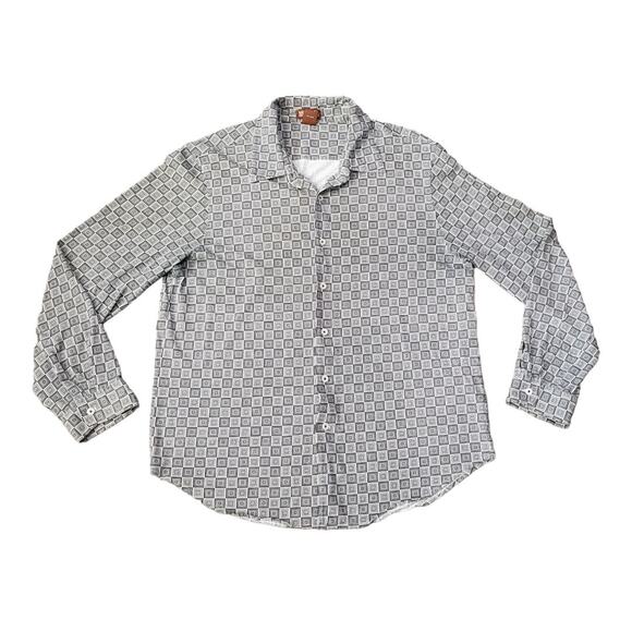 Michael Kors Abstract Art Design Long Sleeve Button Down Collared Dress Shirt - Picture 1 of 8